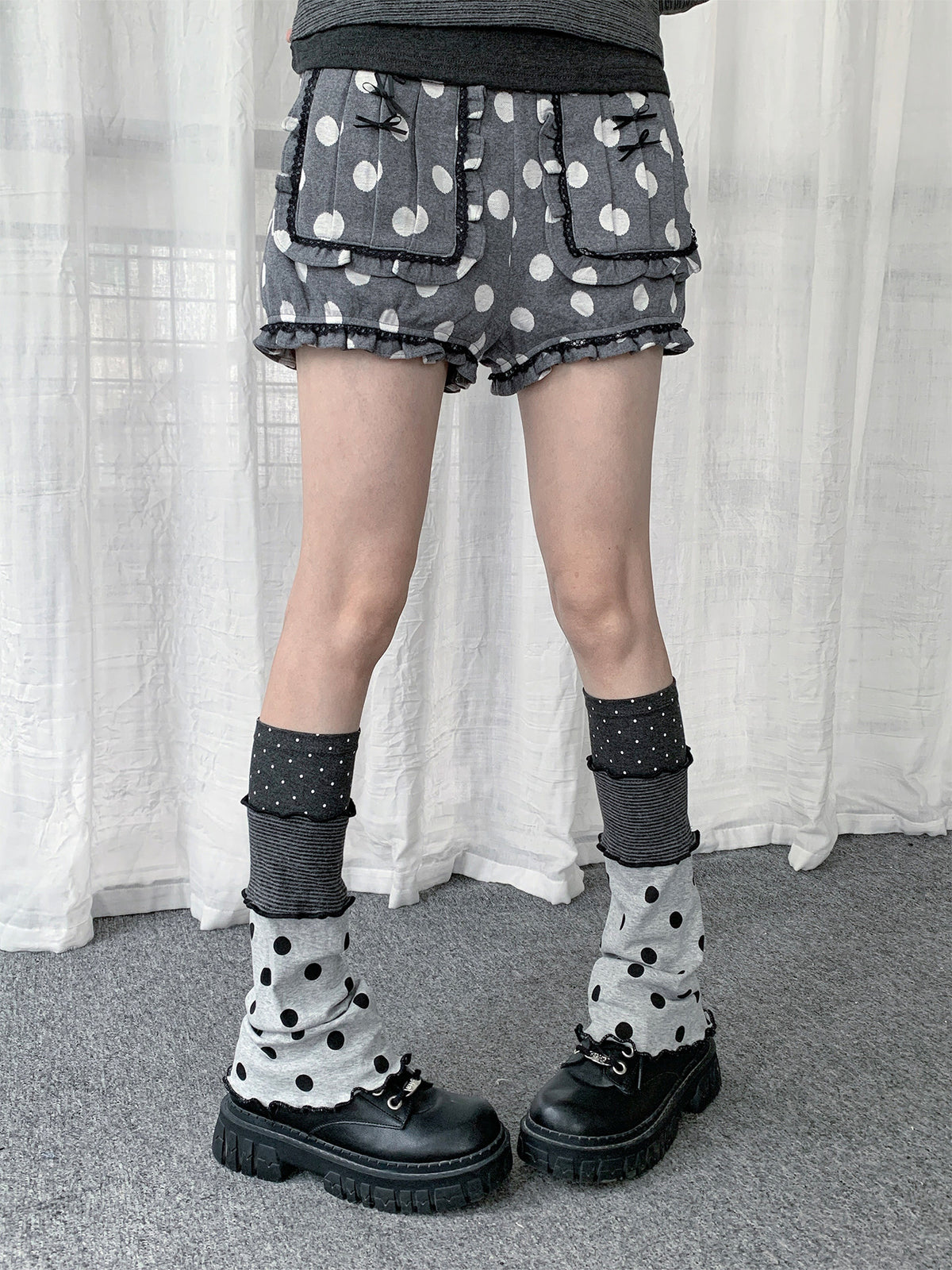 Polka Dot Stripe Patchwork Leg Warmers