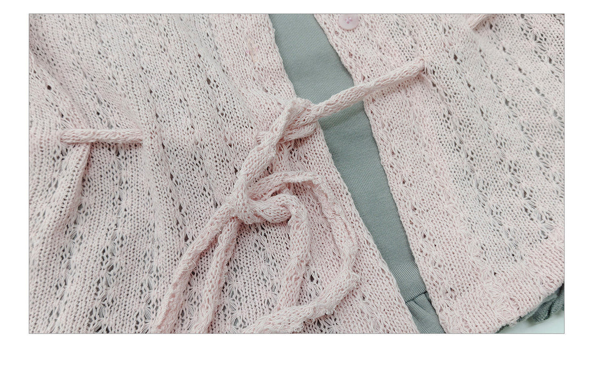 Blush Angel Wing Faux-Layer Knit Long Sleeve Top