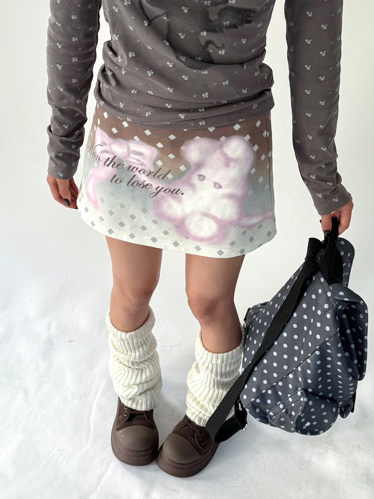 Dream Bunny Graphic Low-Rise A-Line Mini Skirt