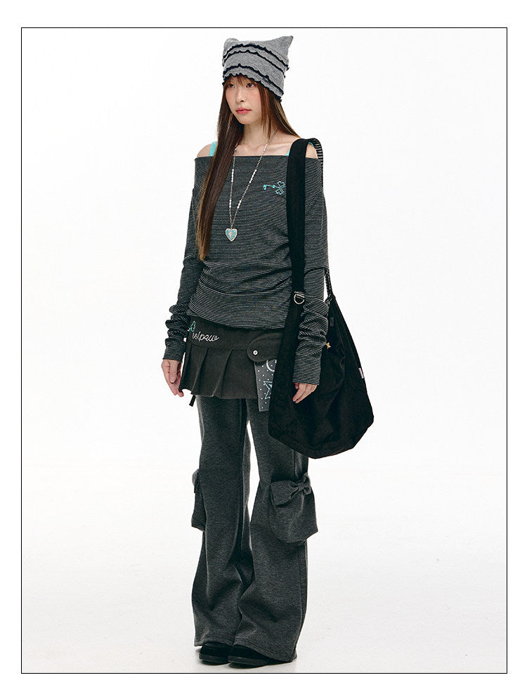 Star Pocket Pleated Layering Wrap Skirt