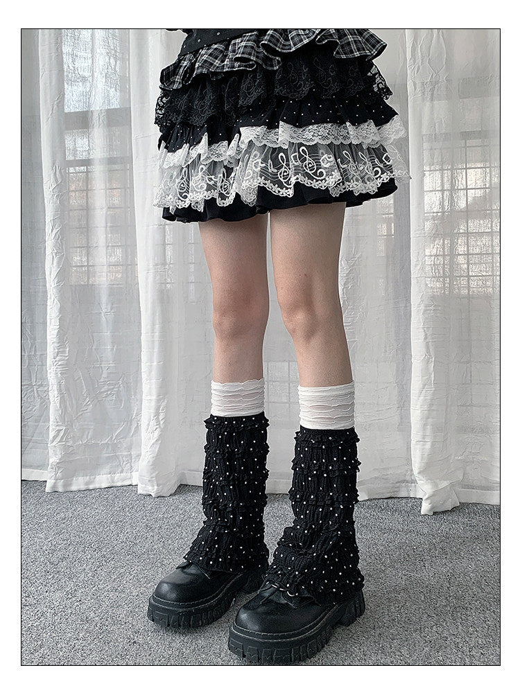 Polka Dot Ruffle Layered Leg Warmers