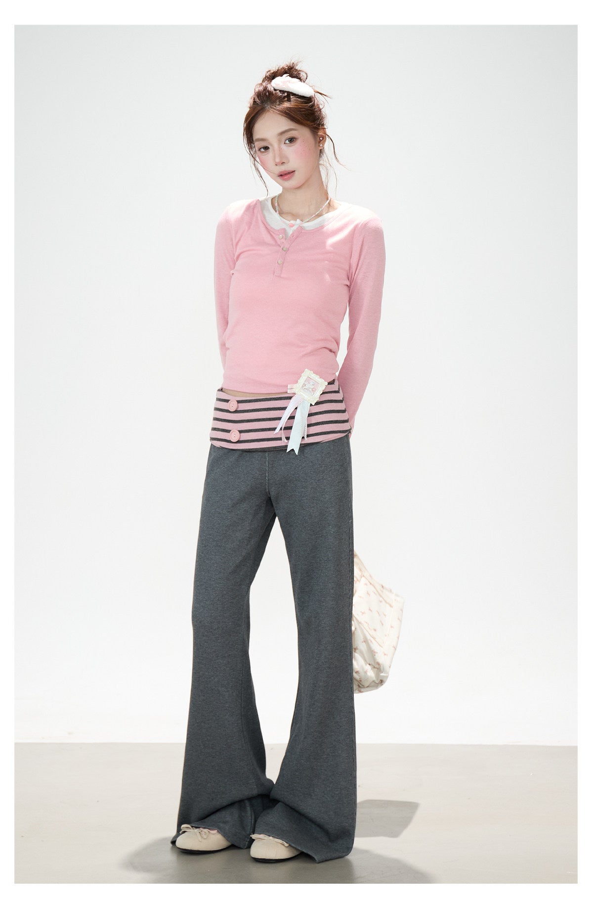 Striped Waist Flare Sweatpants