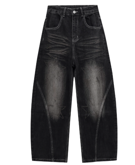 Vintage Star Washed Barrel-Leg Jeans