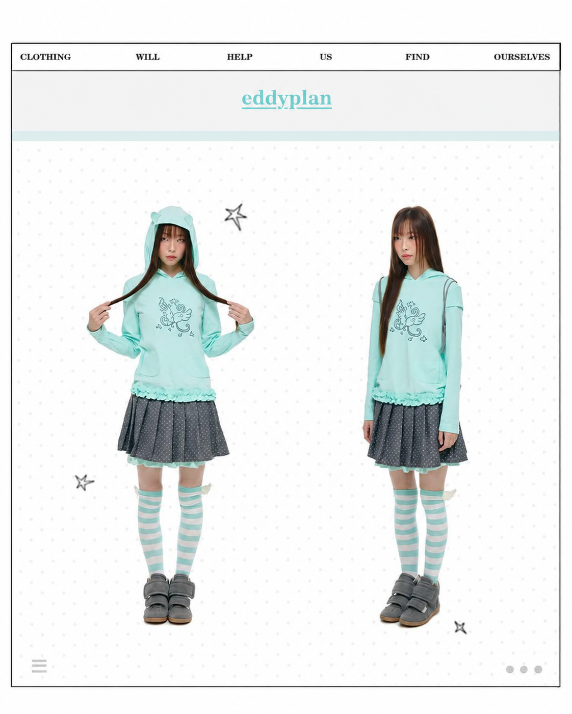 Rhinestone Graphic Faux-Layer Ruffle-Hem Hoodie