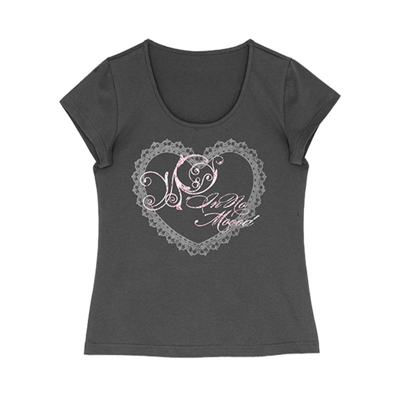 Silver Lace Heart Scoop-Neck Fitted Tee