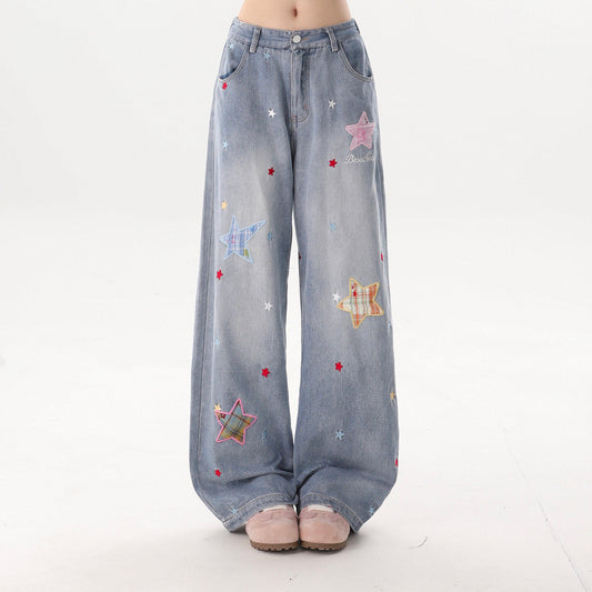 Star Patch Wide-Leg Jeans