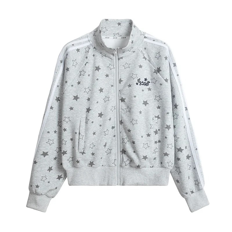 Allover Star Print Track Zip Jacket