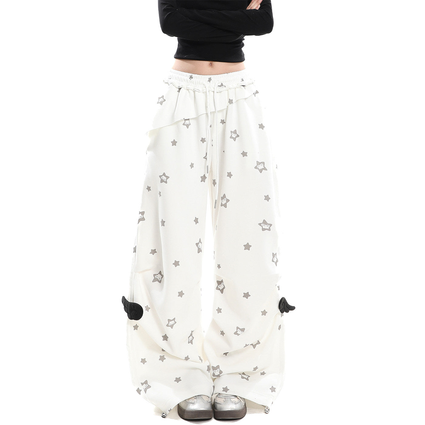 Star Kitty Layered Wide-Leg Pants