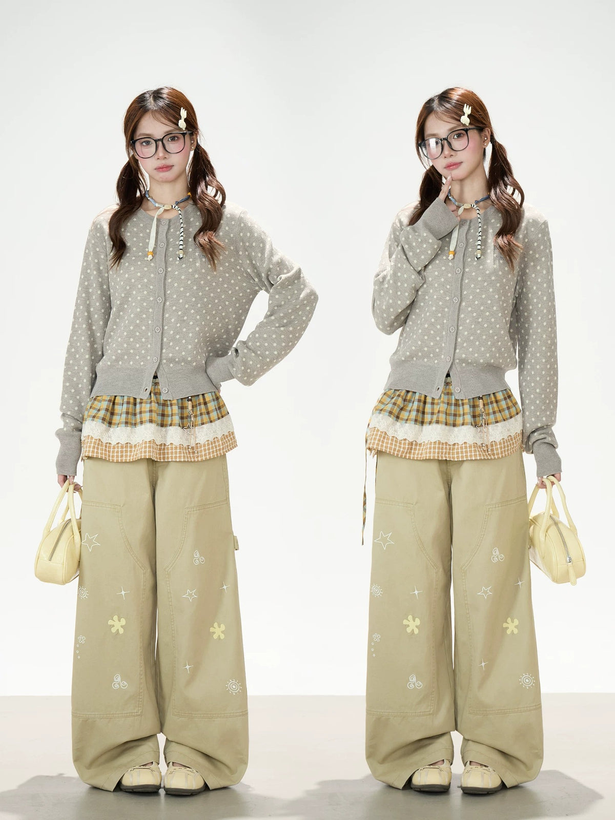 Playful Embroidered Wide-Leg Cargo Pants
