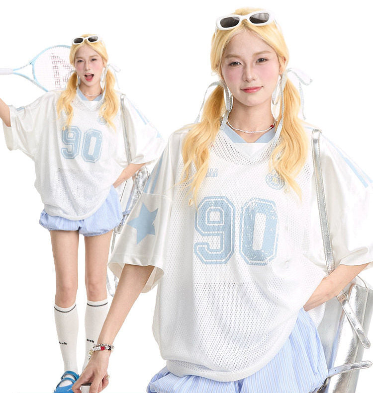 Stadium 90 Mesh Jersey — star mesh, oversized stadium mood
