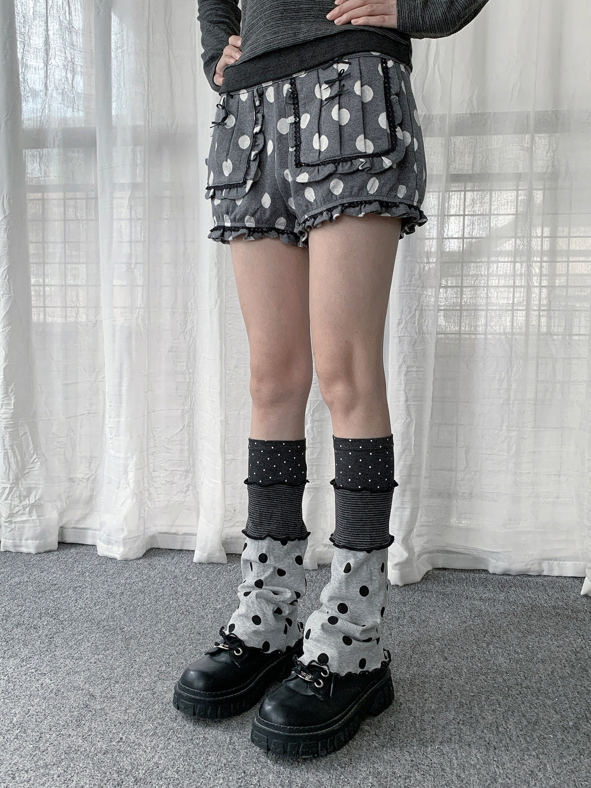 Polka Dot Stripe Patchwork Leg Warmers