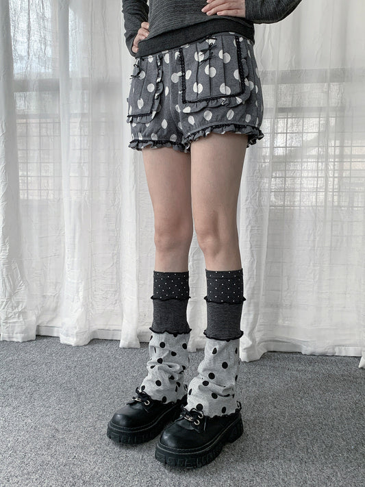 Polka Dot Stripe Patchwork Leg Warmers