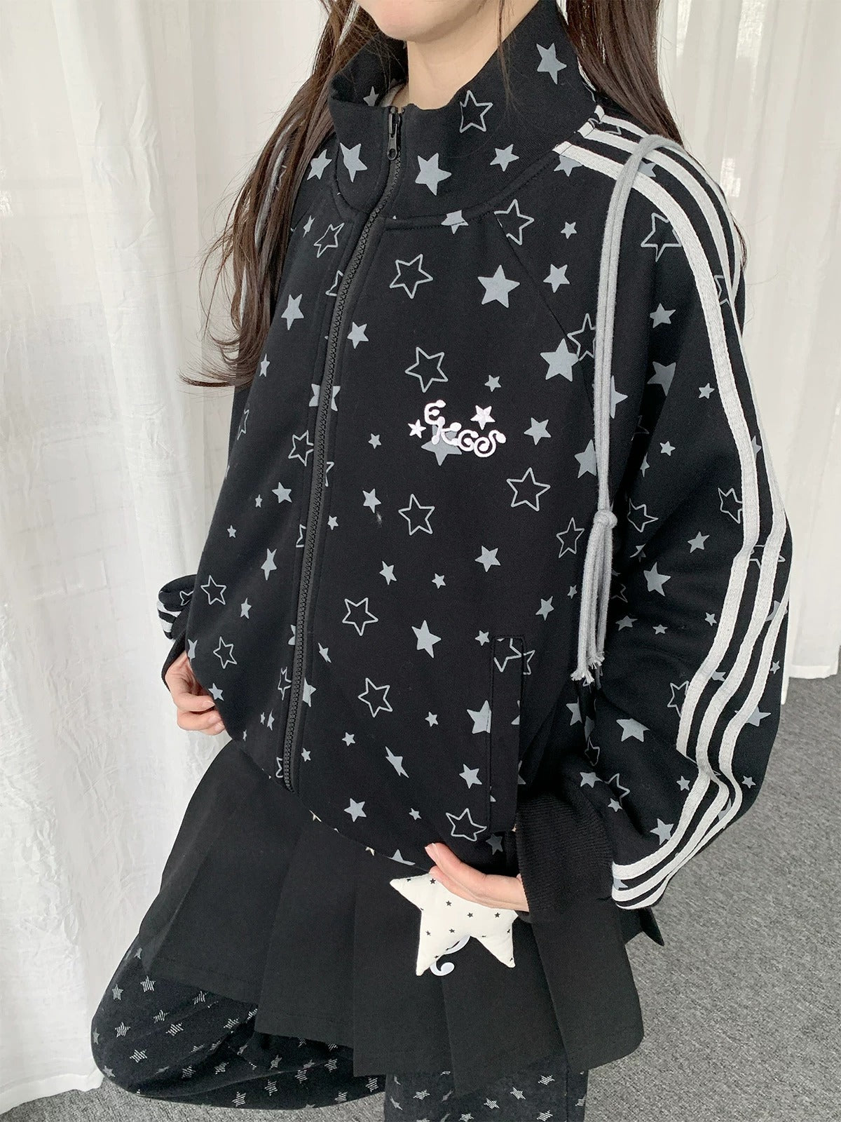 Allover Star Print Track Zip Jacket