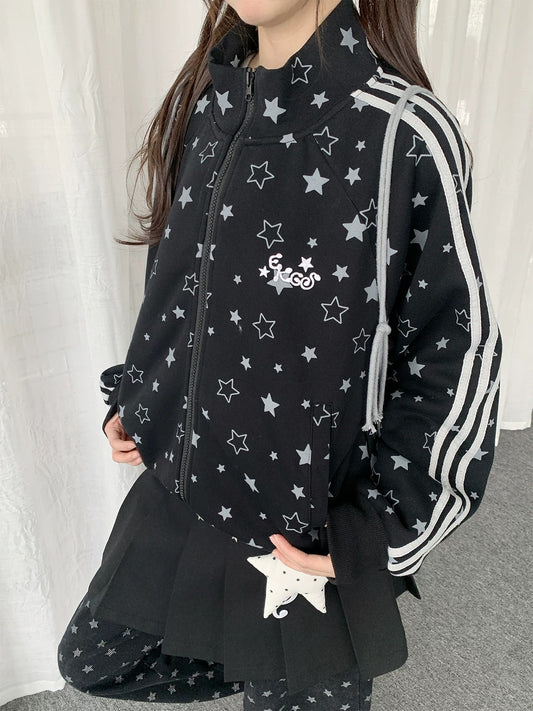 Allover Star Print Track Zip Jacket