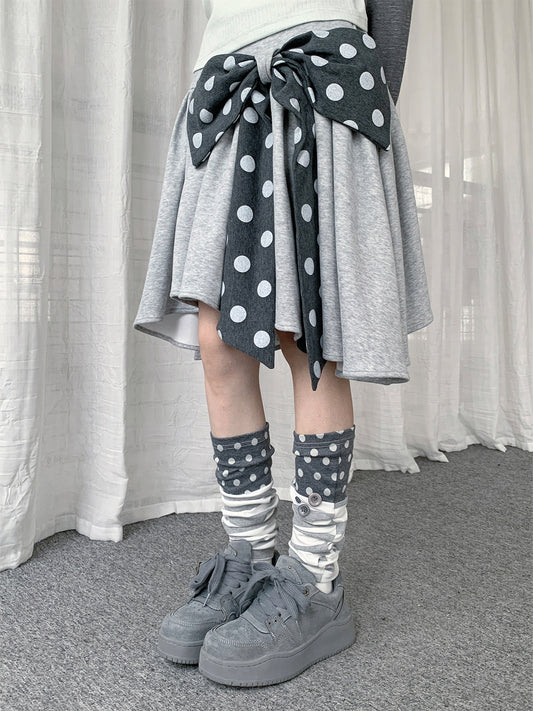 Polka Dot Stripe Button Slouch Leg Warmers