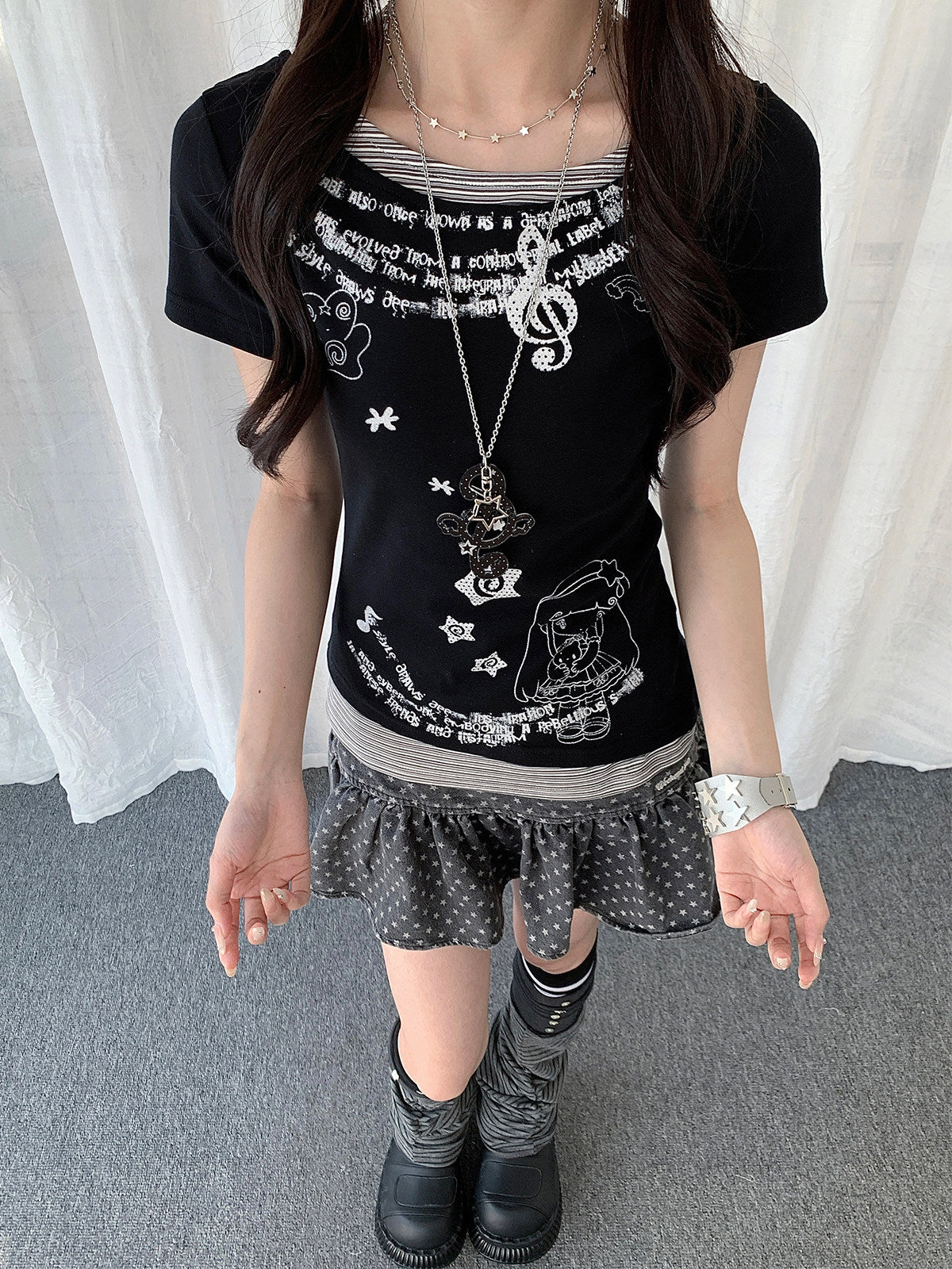 Midnight Melody Layered Graphic Tee