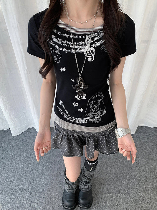 Midnight Melody Layered Graphic Tee