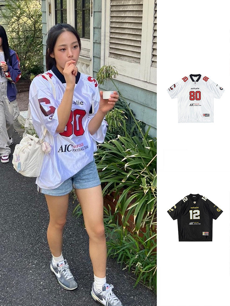 80 Football Jersey — American Retro V-Neck