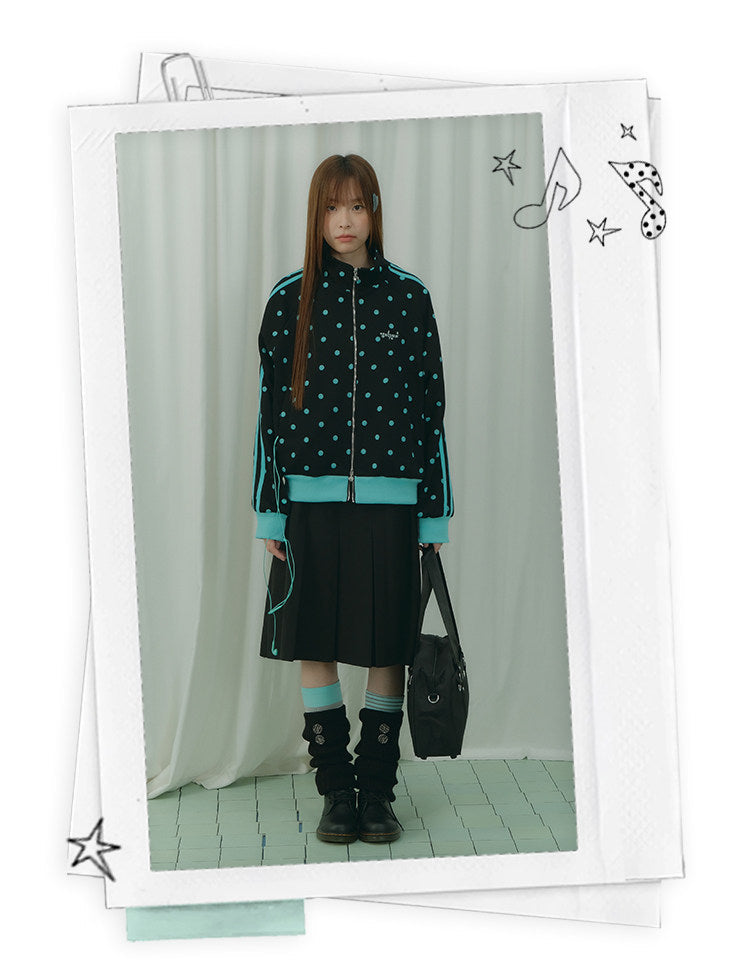 Mint Polka Dot Double-Zip Track Jacket