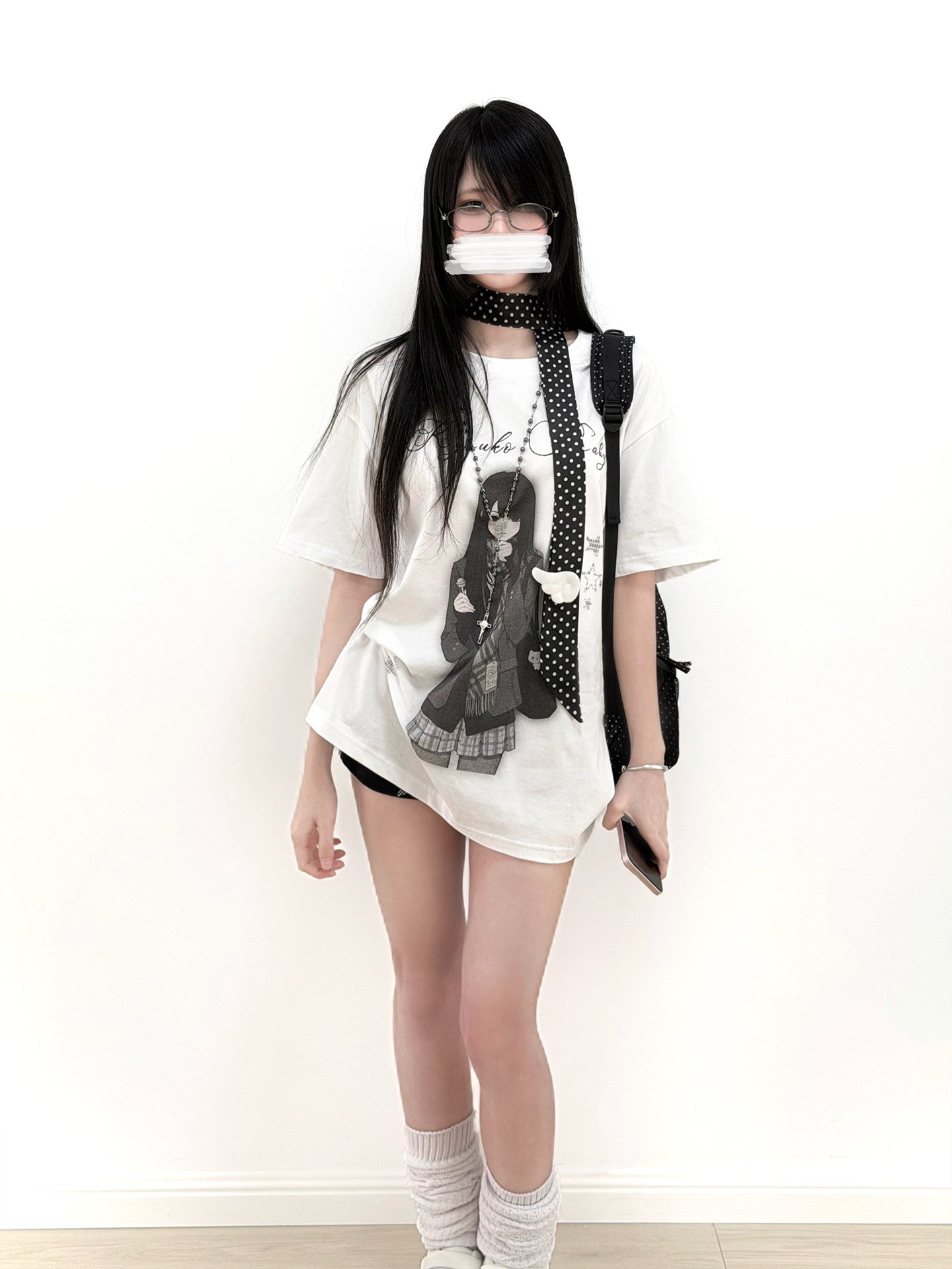 Room Doll Graphic Tee & Plaid Skirts