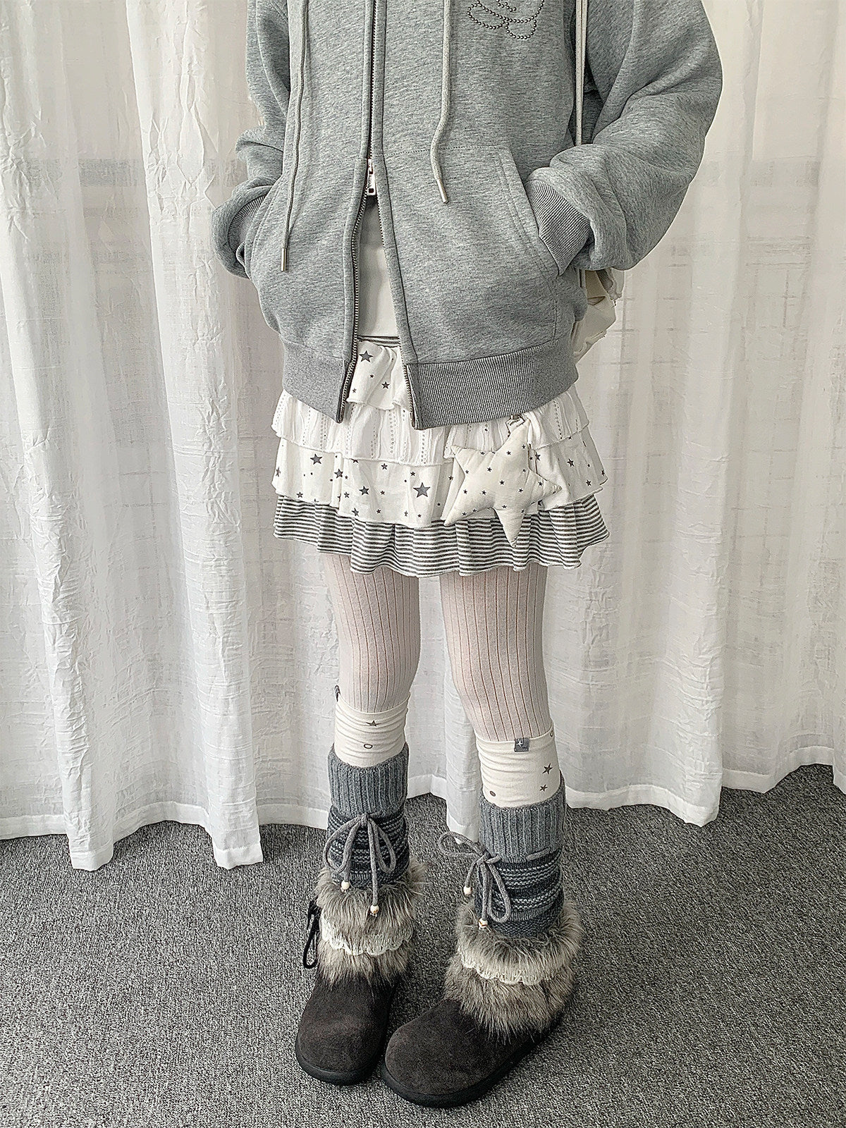Star Stripe Tiered Ruffle Mini Skirt