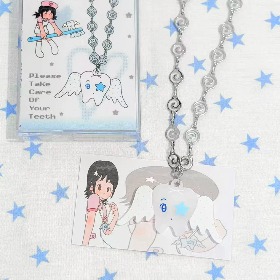 Please Take Care Angel Tooth Necklace
