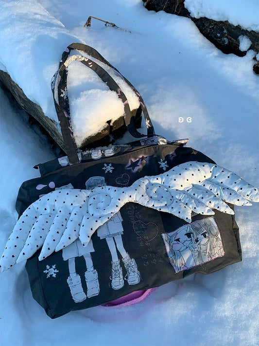 Winter Girl Padded Wing Tote Bag