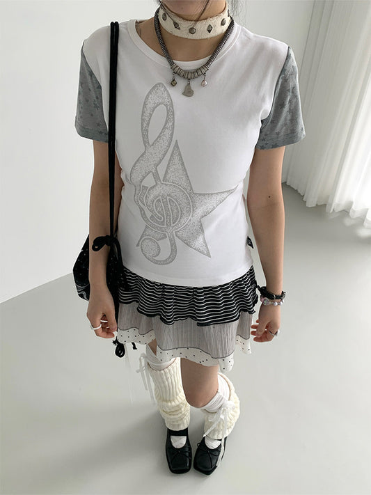 Faded Treble Star-Sleeve Graphic Tee