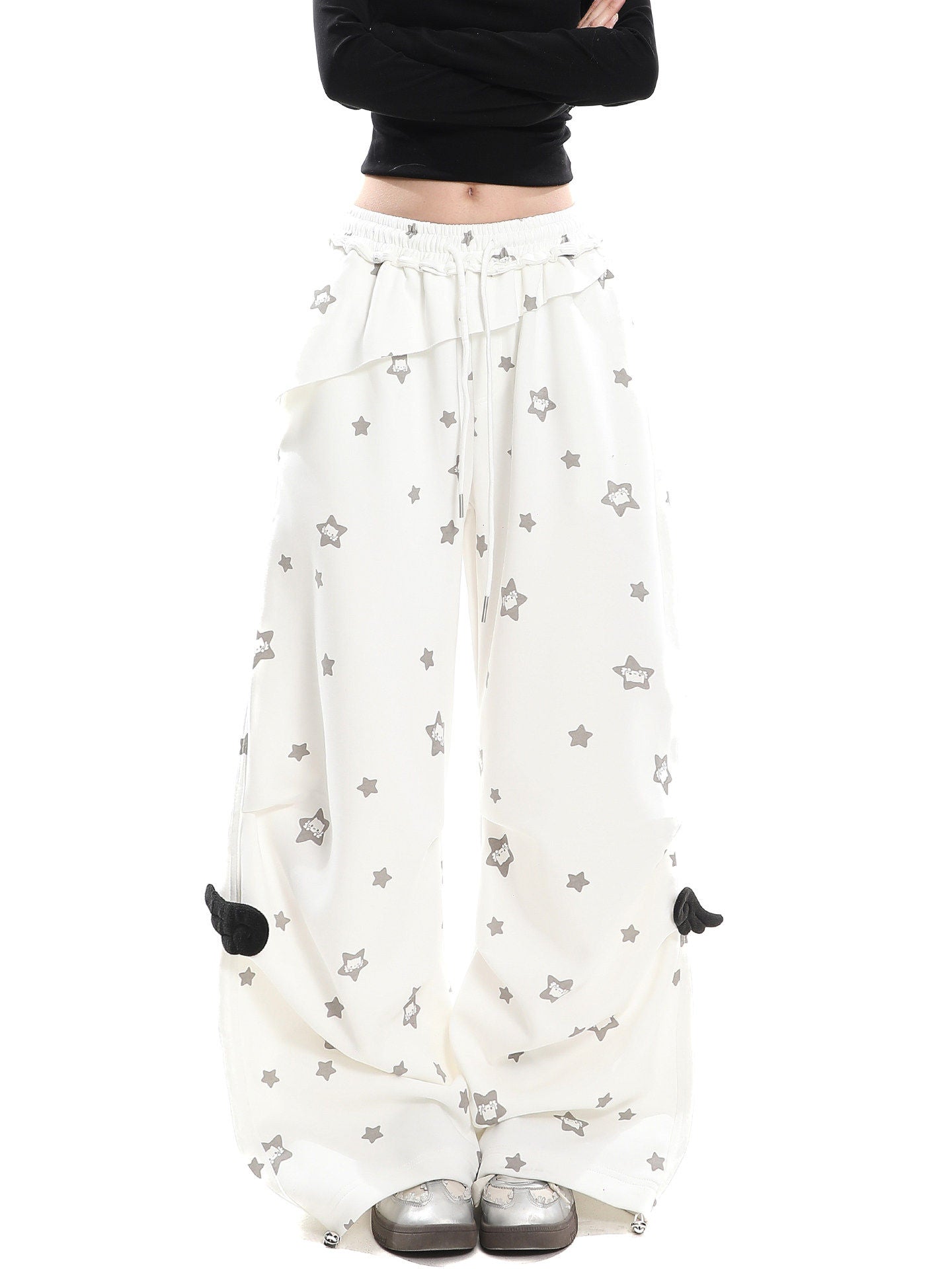 Star Kitty Layered Wide-Leg Pants