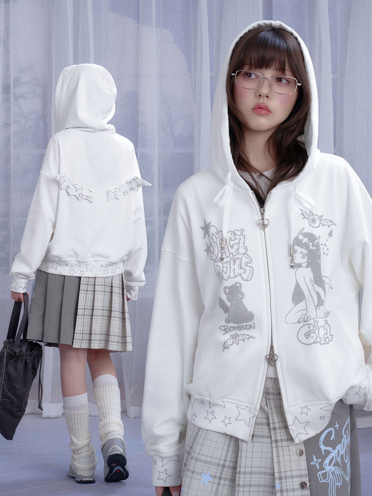 Star Wing Graffiti Zip Hoodie