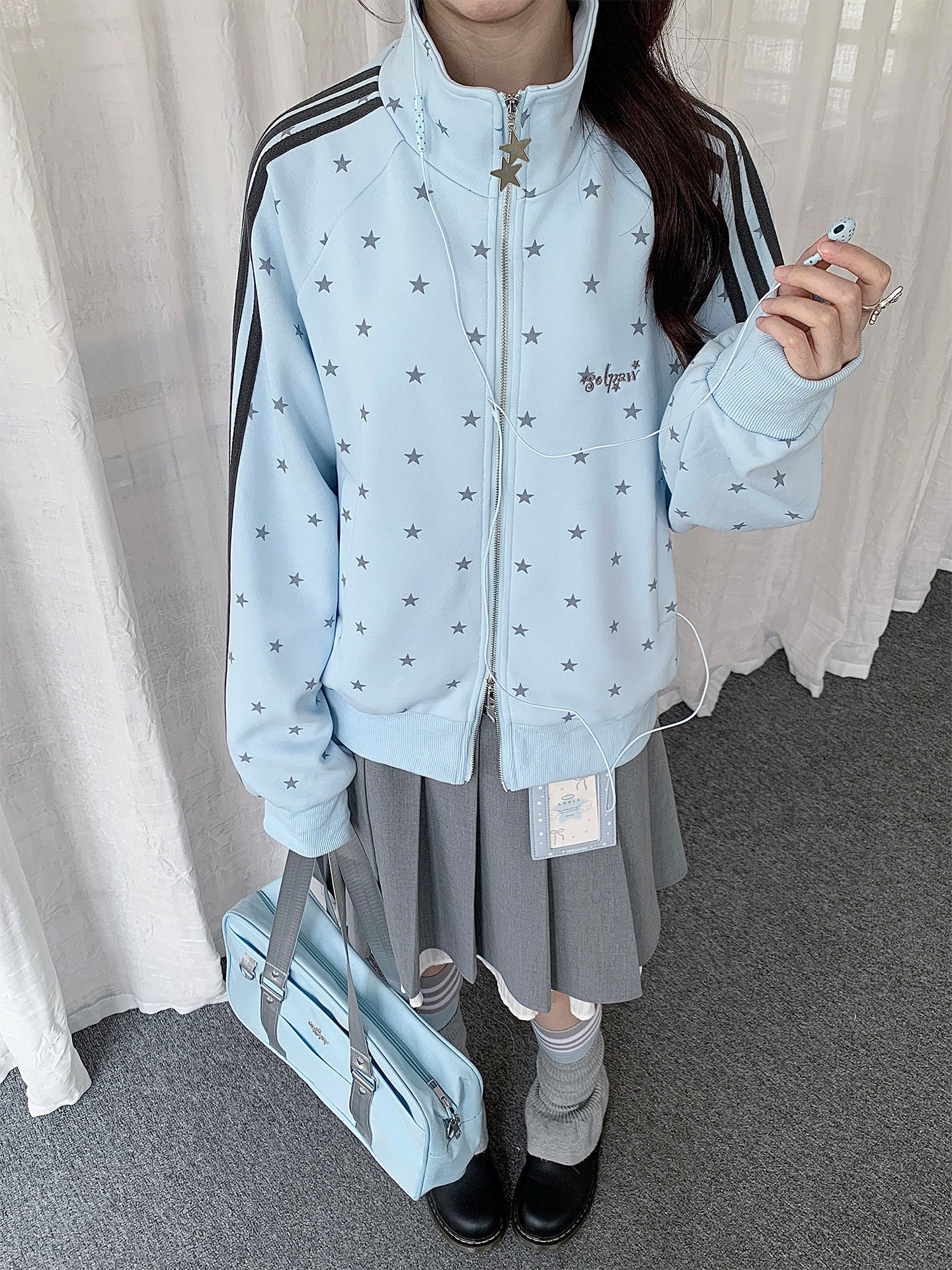 Allover Star Stripe Zip-Up Track Jacket
