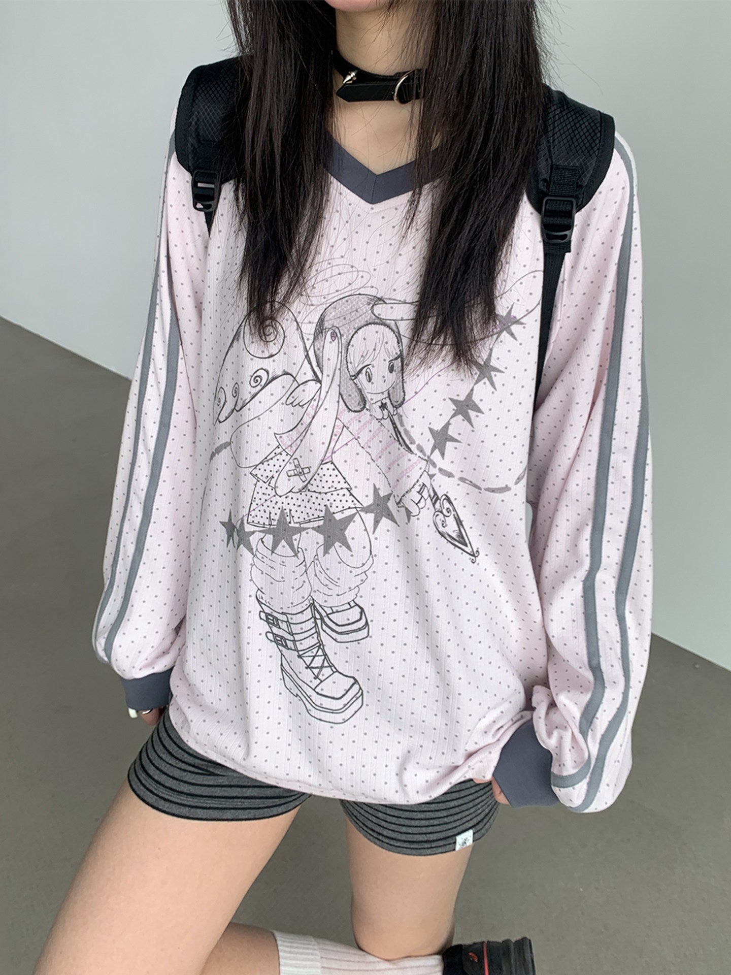 Dreaming Star Girl Oversized Jersey Long-Sleeve Tee
