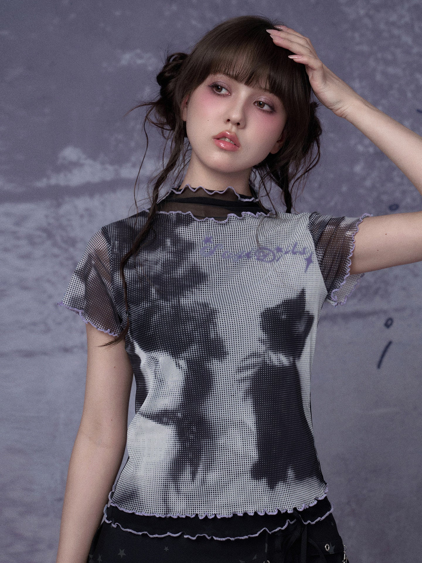 Midnight Cat Double-Layer Mesh Tee