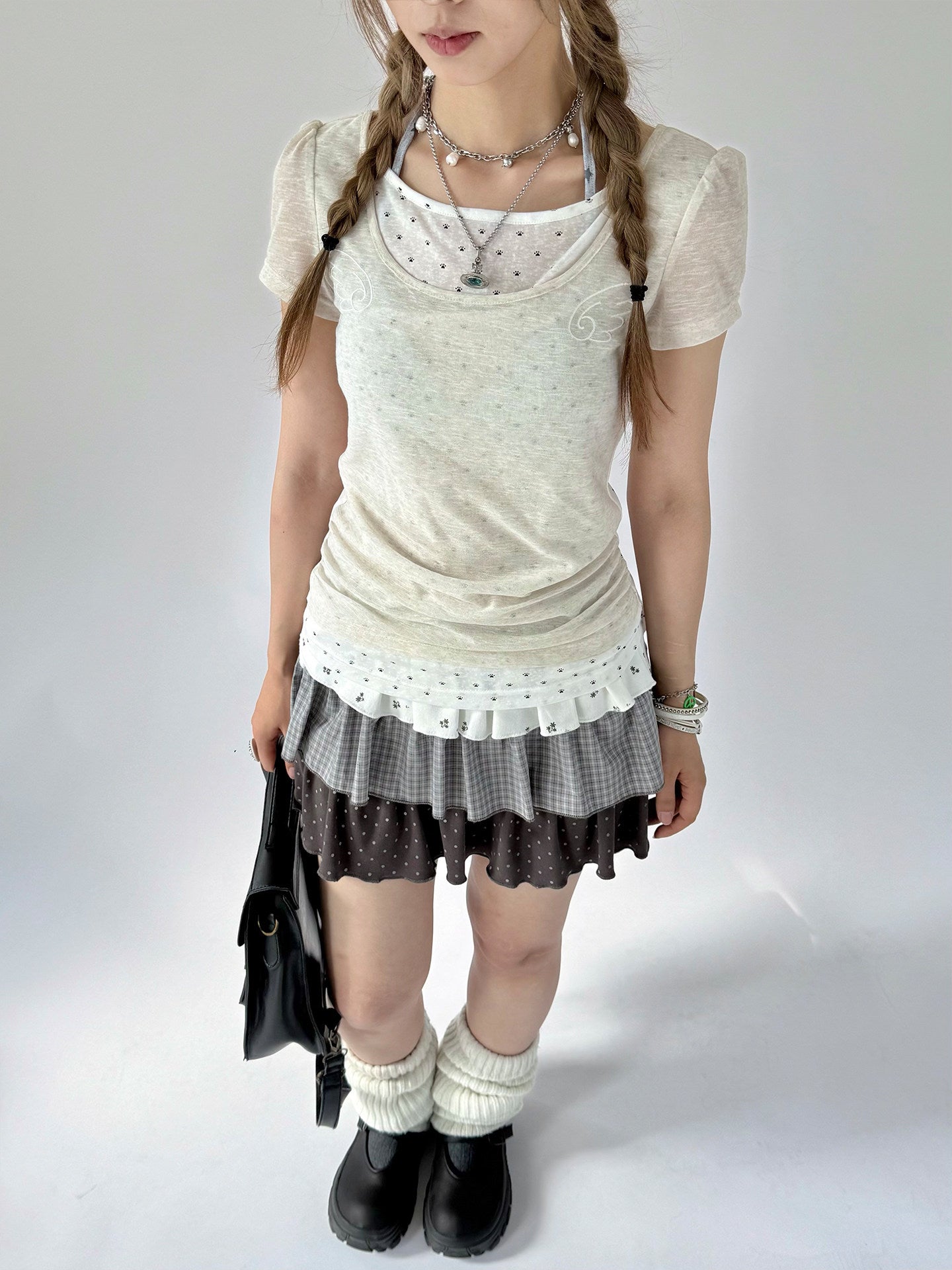Angel Cat Back-Tie Layered Lyocell Tee