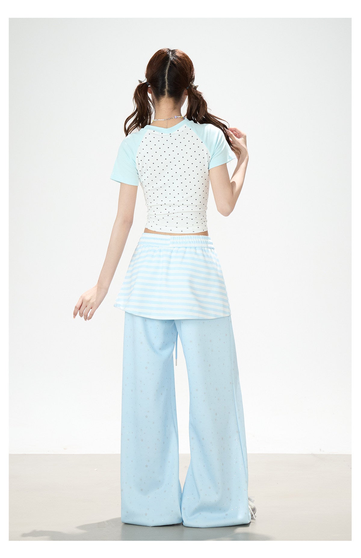 Star Patch Layered Wide-Leg Sweatpants