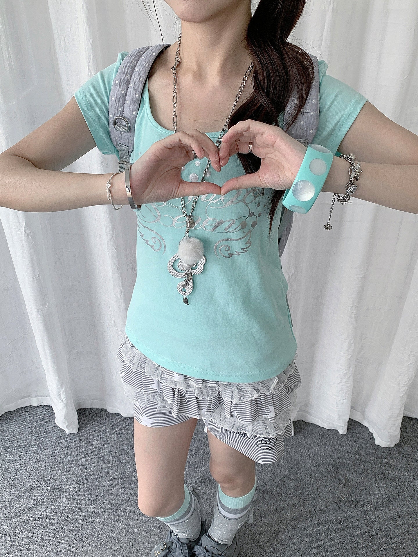 Mint Wing Script Fitted Baby Tee