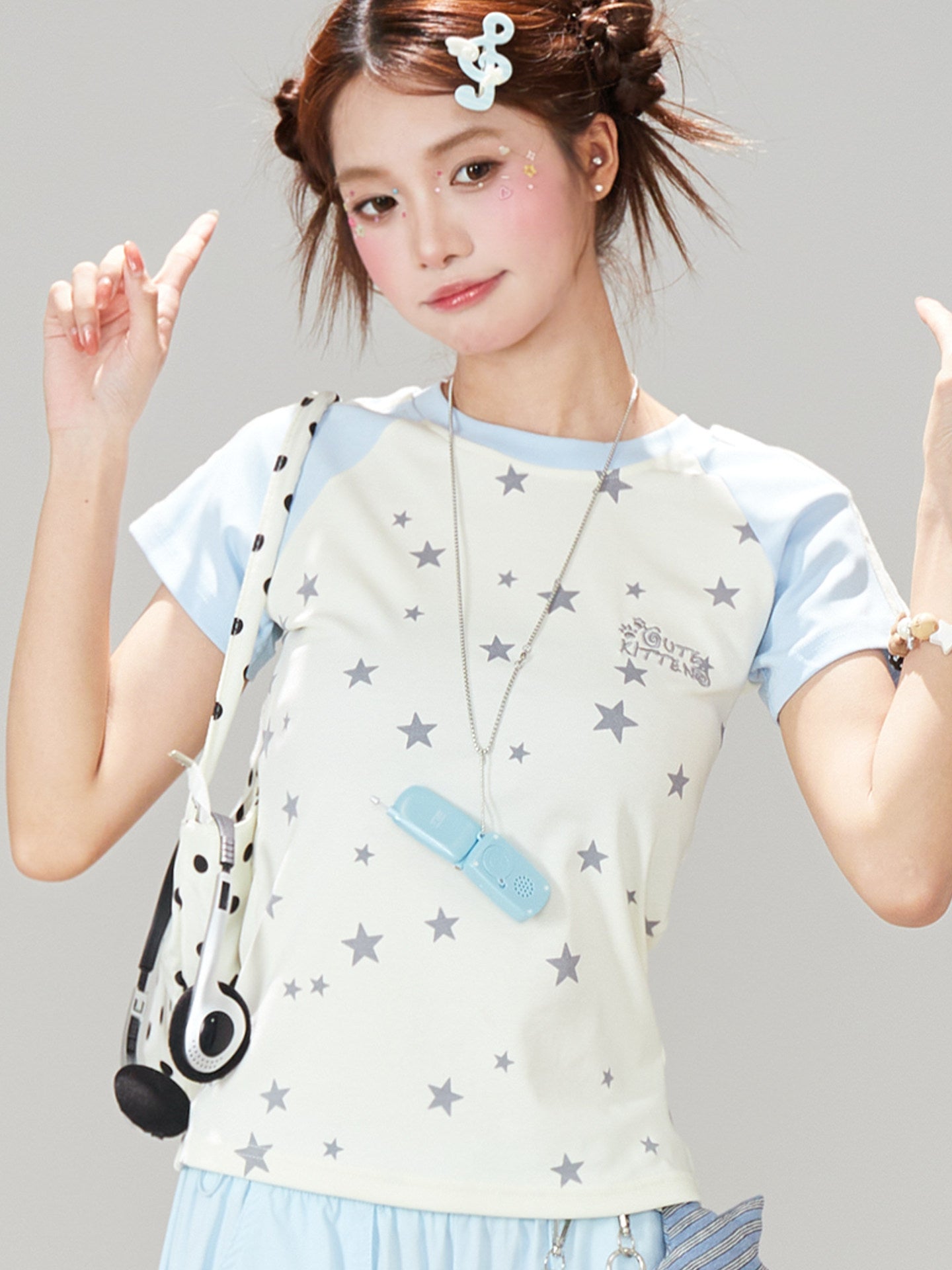 Star Print Raglan Baby Tee