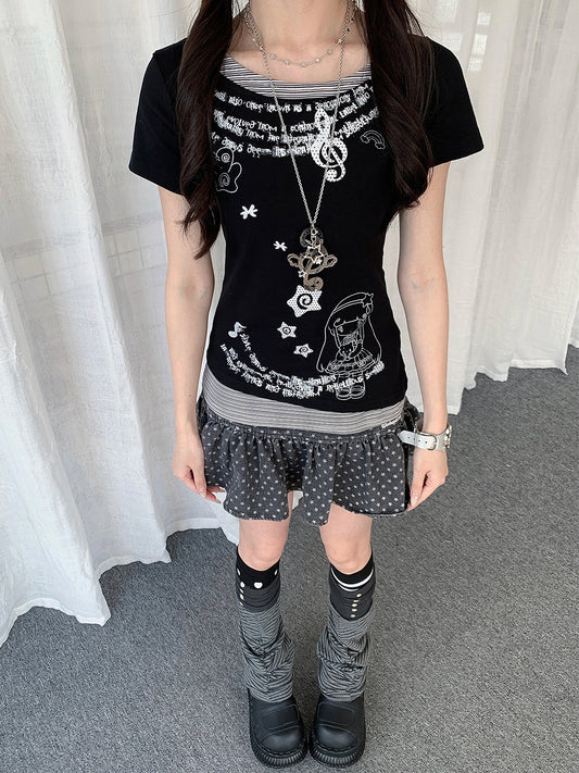 Midnight Melody Layered Graphic Tee