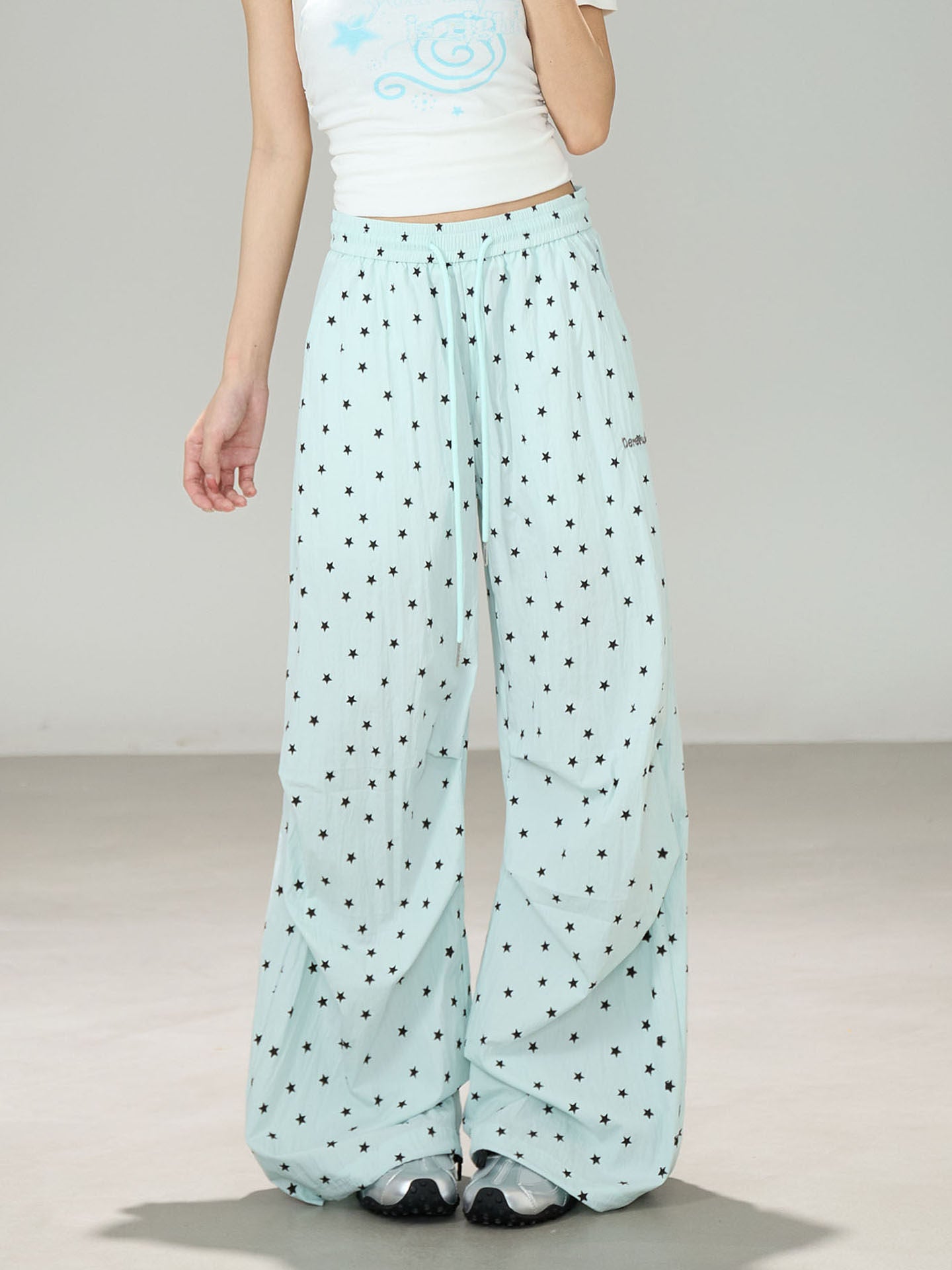 Light Blue Star Wide Leg Pants