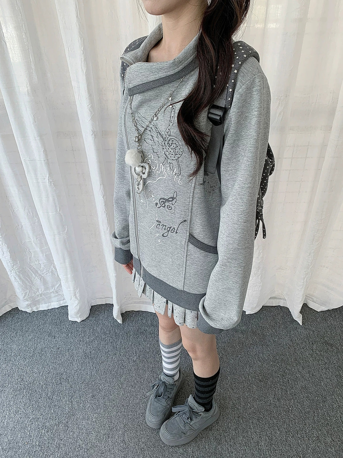 Music Angel Asymmetric Zip-Up Jacket