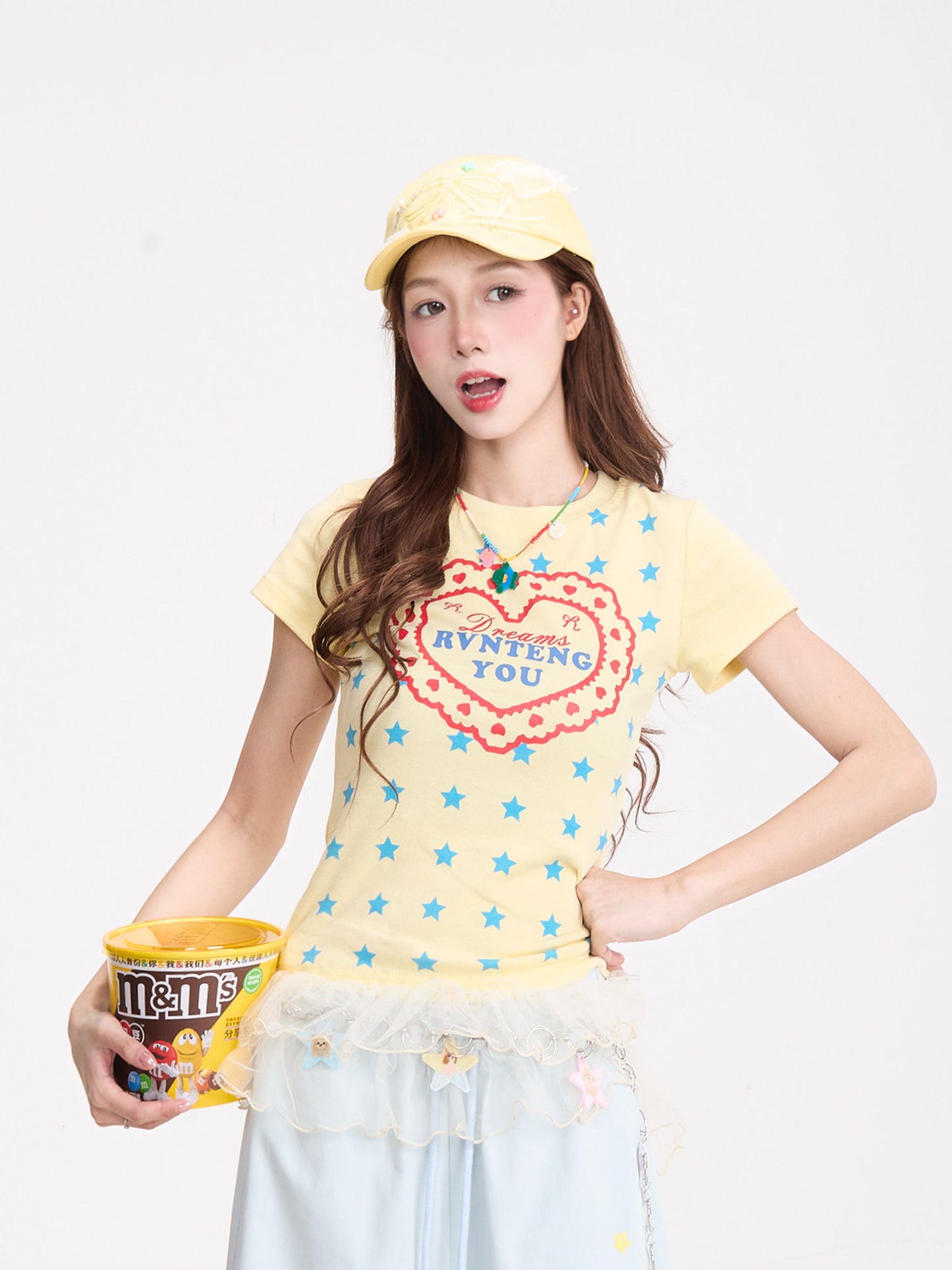 Dreams Star Baby Tee & Light Blue Wide-Leg Pants