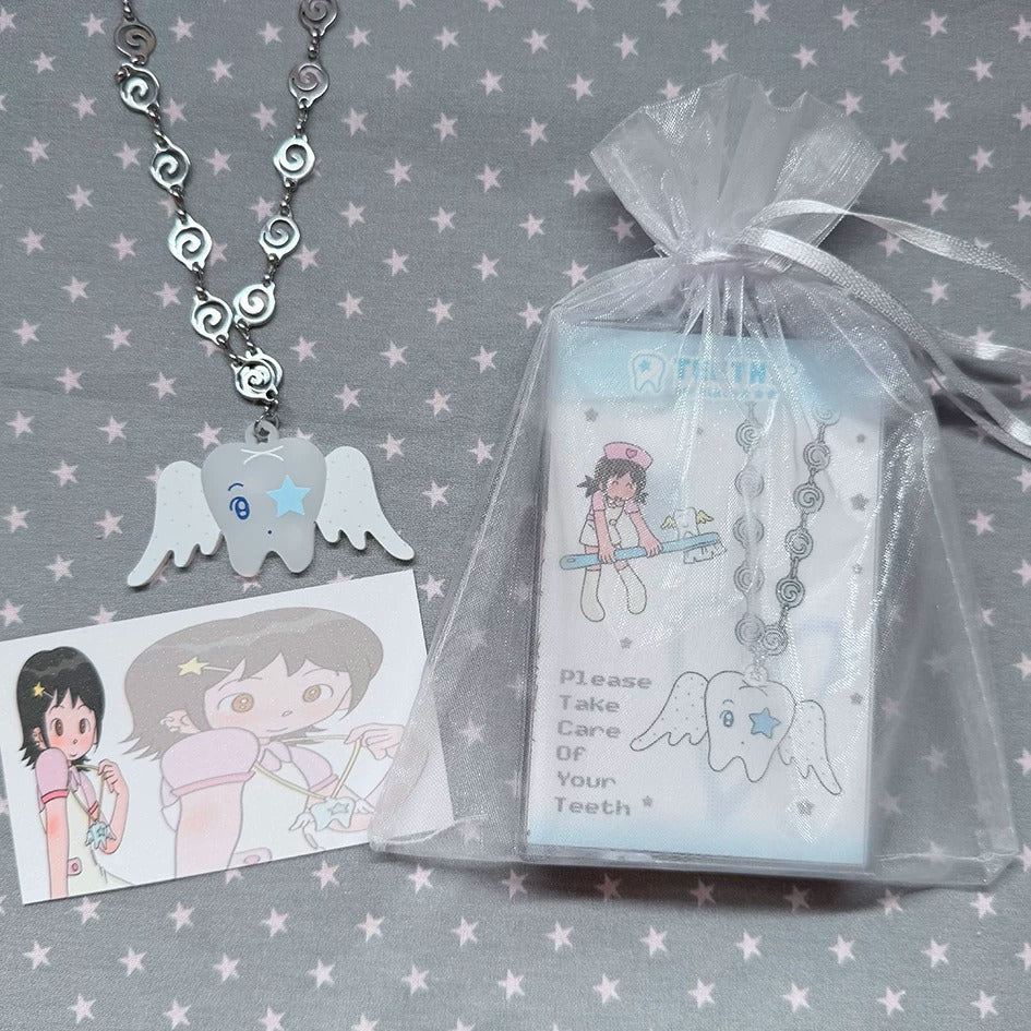 Please Take Care Angel Tooth Necklace