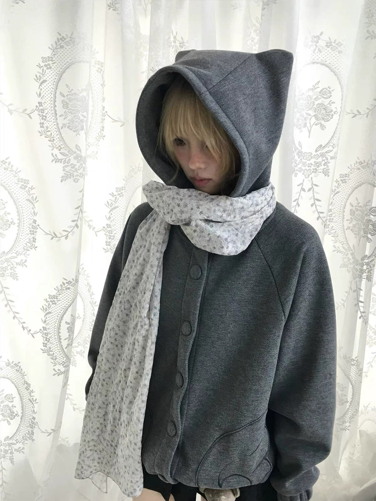 Winter Haze Ditsy Floral Gauze Scarf
