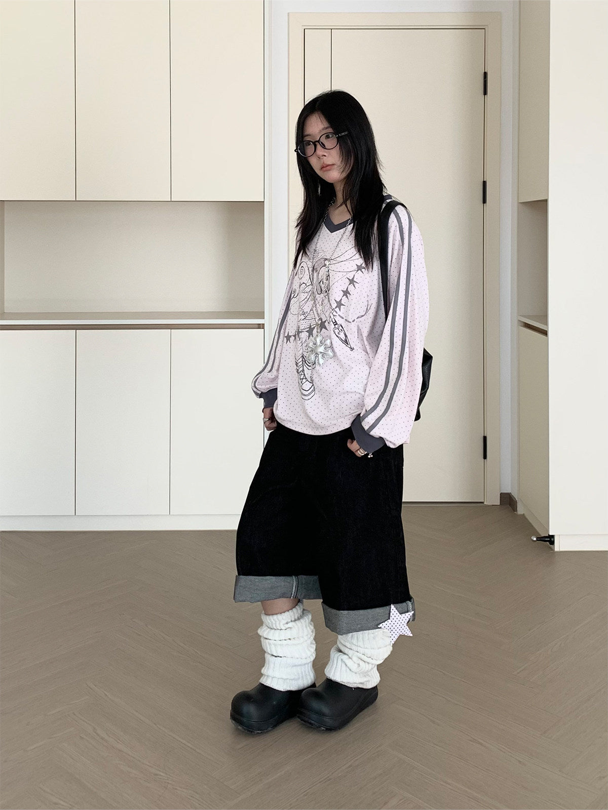 Dreaming Star Girl Oversized Jersey Long-Sleeve Tee