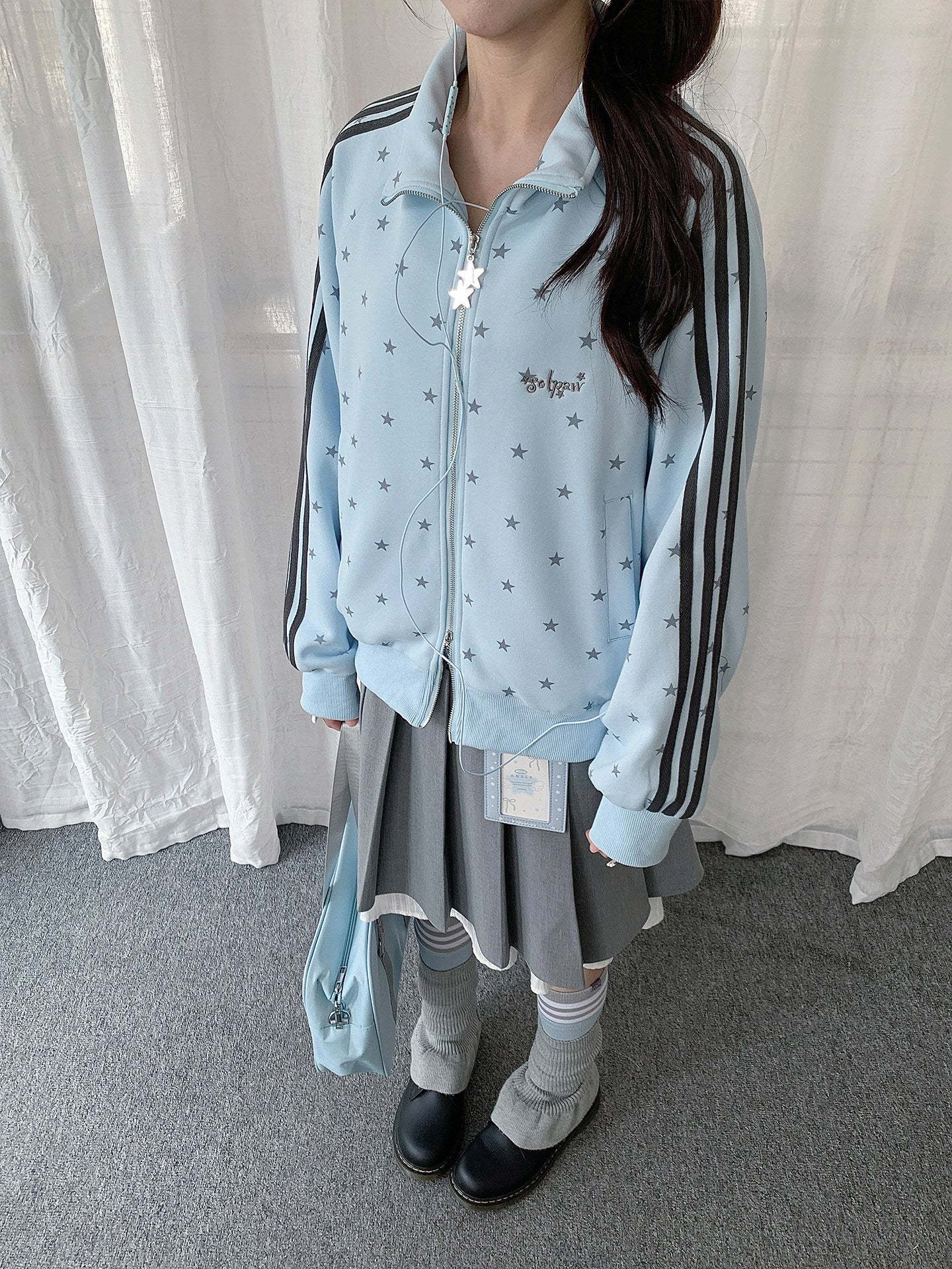 Allover Star Stripe Zip-Up Track Jacket
