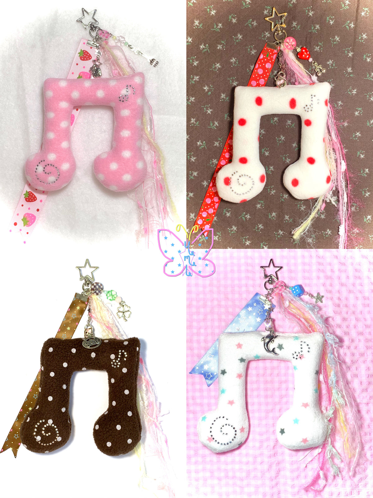 Handmade Swirl Music Note Plush Keychain (Preorder)