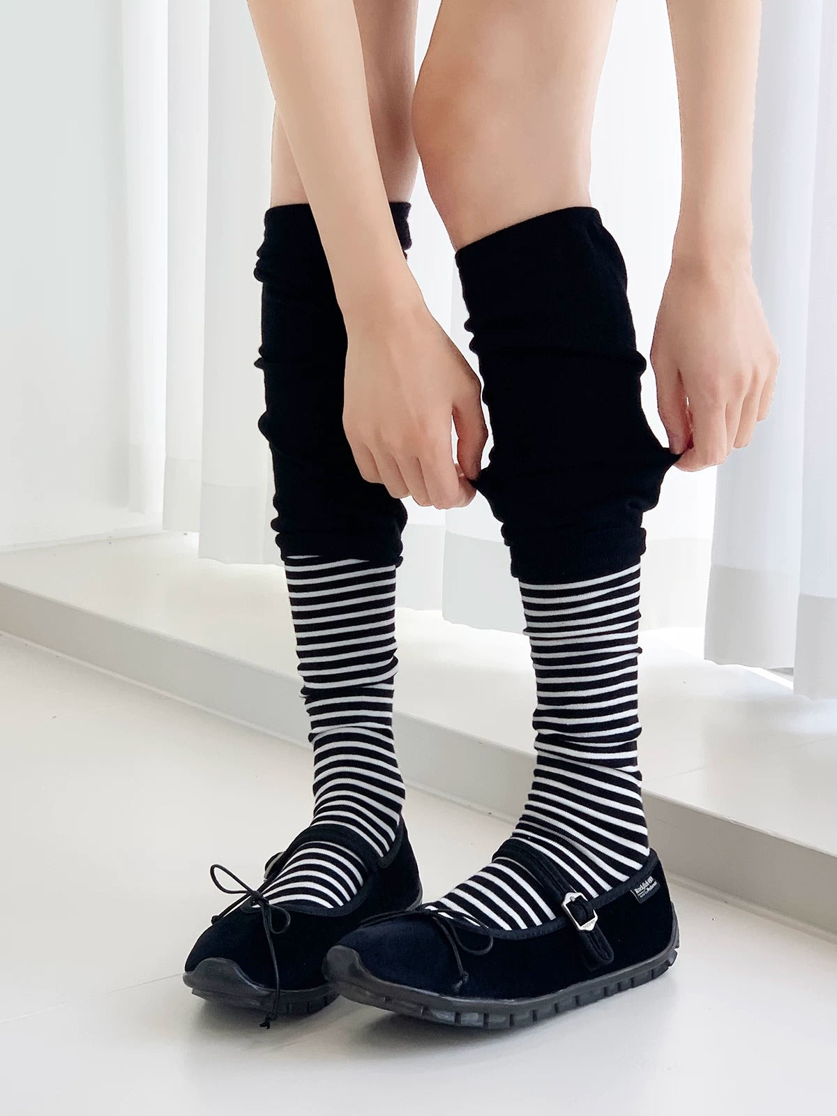 Striped Slouch Knee-High Socks