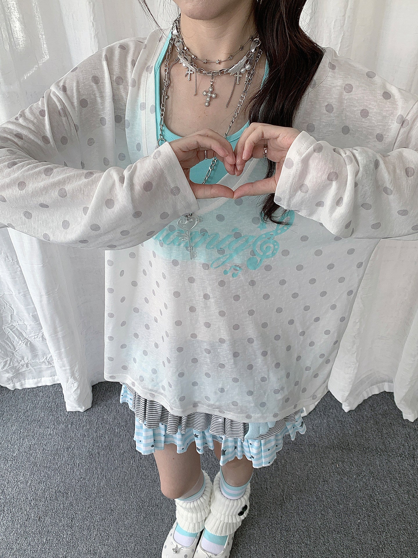 Star Veil Halter Two-Piece Long Sleeve Top Set