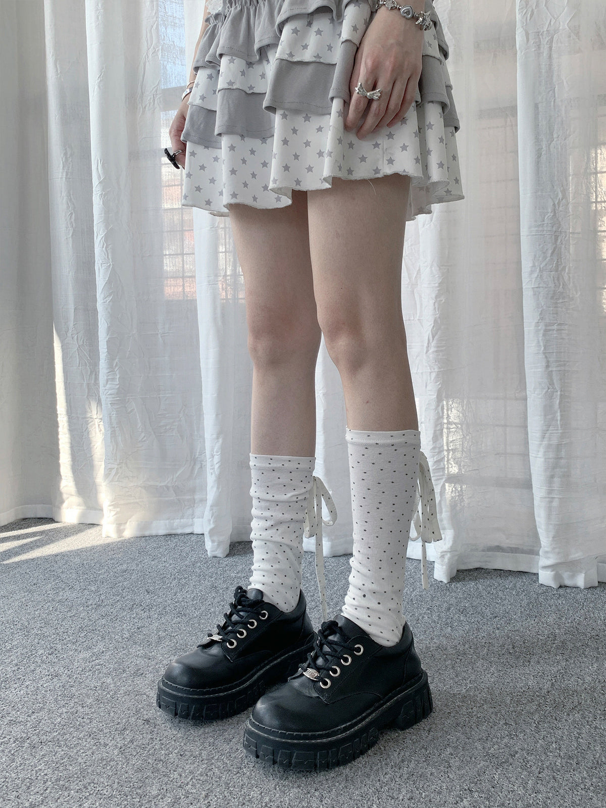 Polka Dot Star Tie Leg Warmers