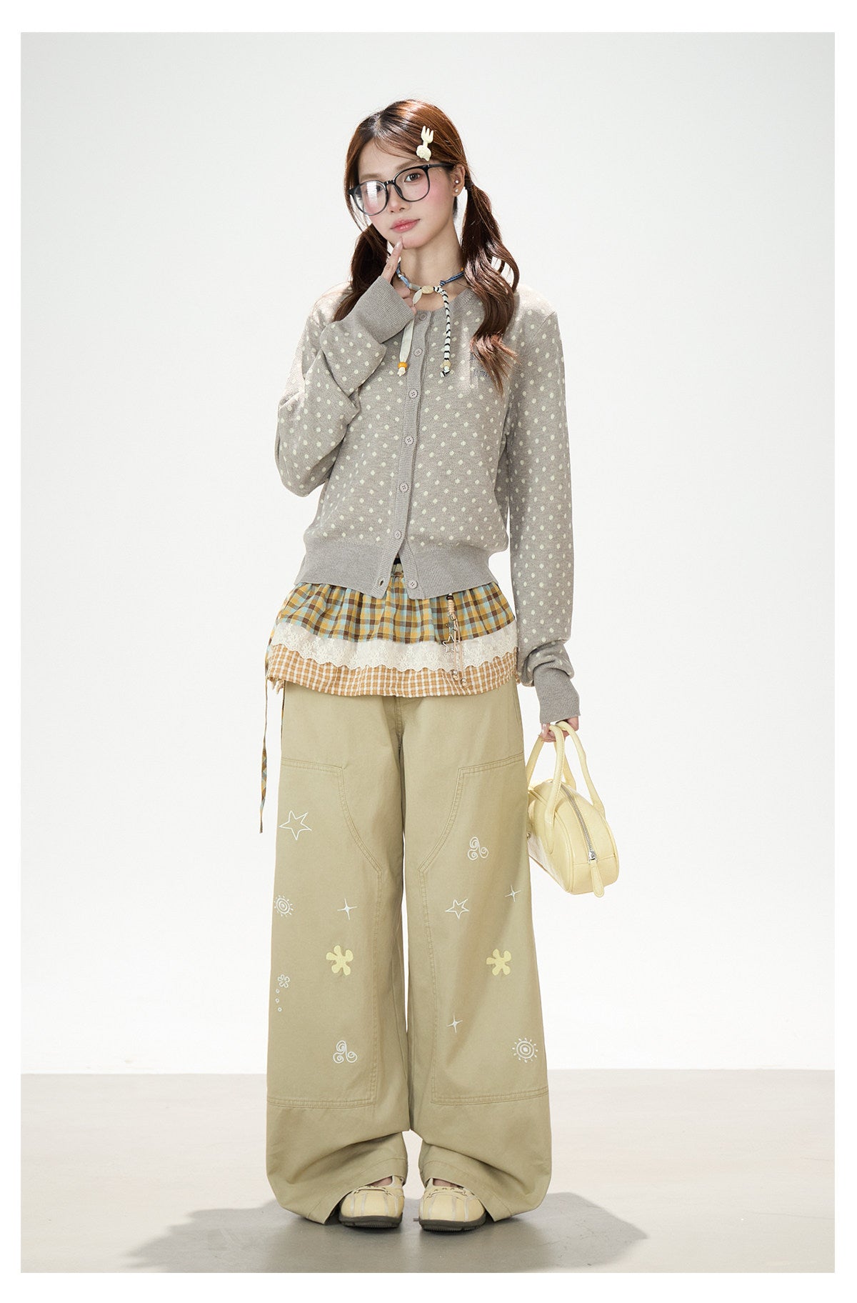 Playful Embroidered Wide-Leg Cargo Pants
